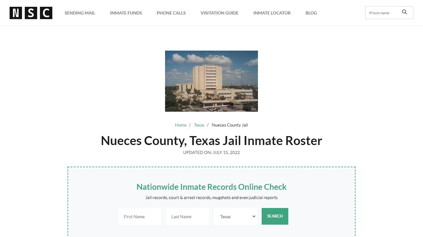 Nueces County, Texas Jail Inmate Roster